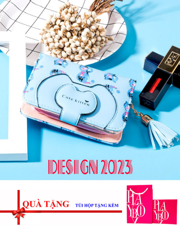 Design 2023 - Quà tặng sinh nhật cho bạn gái / ví/bóp nữ mini cao cấp -  FULL túi hộp quà tặng y hình 