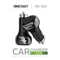 อแดปเตอร์ชาร์จแบตในรถยนต์ ONESAM รุ่น OS-G14 ชาร์จไว 50W Car Charger PD 2 ช่อง ของแท้ 100% รับประกัน 1 ปี