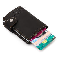 2021 Credit Card Holder Wallet Genuine Leather Men Metal RFID Vintage Aluminium Bag High Quality Automatic Pop Up Cardholder