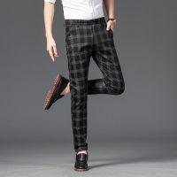 ร้อน, ร้อน★Summer trend plaid pants mens new slim straight mens casual pants personalized versatile plaid pants