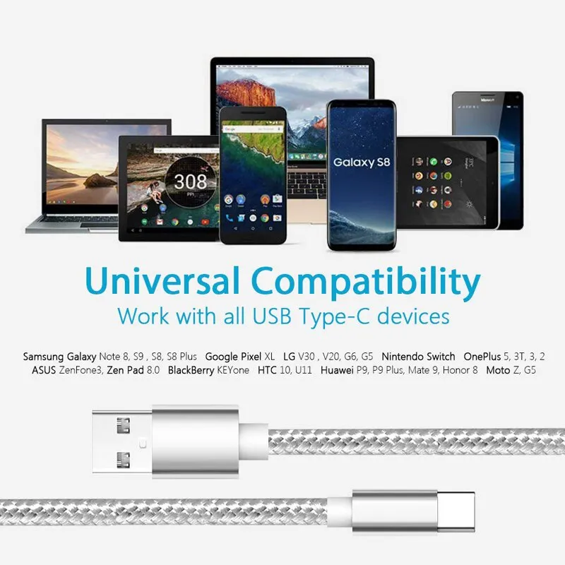 USB TYPE C DATA CHARGING CABLE FOR SAMSUNG, XIAOMI, HUAWEI, LG, ASUS,  ANDROID IT