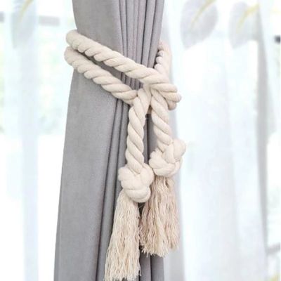 Linen Curain Tieback Curtain Clips Rope Curtain Tassels Tie Backs Holdbacks Buckle Rope Window Fringe Home Decor