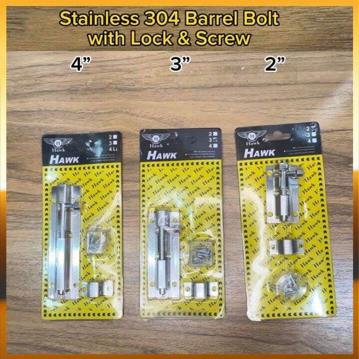 Barrel Bolt Stainless Steel 304 Barrel Bolt Lock 2 3 4 with Screws