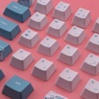 60% PBT Keycaps Set Profile for MX Switches Mechanical Gaming Keyboard GK61 64 (Coral Sea Japanese)