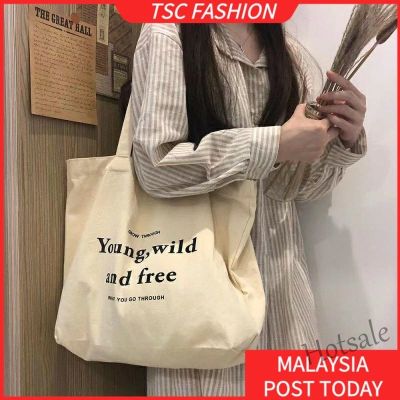 【hot sale】┅ C16 TSCfashion【Zipper Inner Pocket】Womens Canvas Bag New Student Fashion Large Capacity Shopping Shoulde Bag