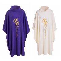 นักบวชเครื่องแต่งกายขโมยผู้ใหญ่บุรุษสากคริสตจักร Chasuble ปลาปักเสื้อคลุมสีขาวเสื้อผ้านักบวช