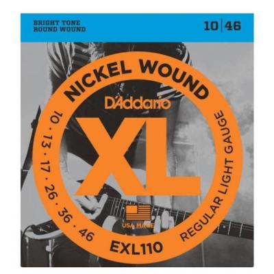 DAddario สายชุดกีตาร์ไฟฟ้า Nickel Wound, Regular Light GRUGE 10-46 รุ่น EXL110 ของแท้100%