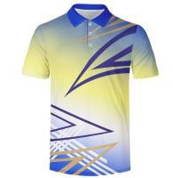 Tennis 3D Polo Shirt Gradient Man Sport Dry Slim Loose Turn-Down Collar Polo Shirt