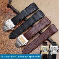 【ดีที่สุด A]✩ สายรัดนาฬิกาหนังแท้สำหรับ Cartier Sandoz Santos 100กันน้ำกันเหงื่อผู้ชายผู้หญิง Santos กาวชิ้นประดับศีรษะ Watchband23mm ✩