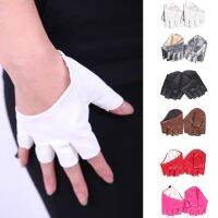 Womens Half Gloves Leather Fingerless Driving Show Pole Performance for Ladies Female