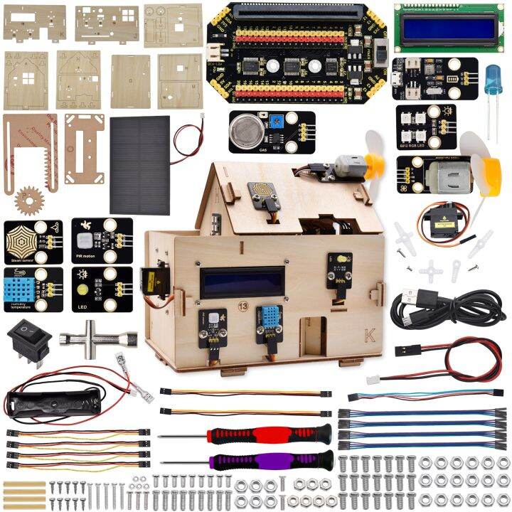 Keyestudio STEM Microbit V2 Smart Home Kit +Solar Panel For BBC Micro ...