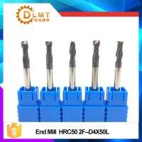 5pcs HRC50 4mm EndMills 2F-D4 * 50L 2F-D4 * 75L มีดคาร์ไบด์แบน Sprial เคลือบปลายสําหรับเครื่องตัด CNC Center