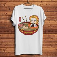 Kawaii Rengoku Kyoujurou Ramen Funny Anime Tshirt Men White Short T Shirt Demon Slayer Kimetsu No Yaiba