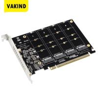 อะแดปเตอร์ X16สำหรับ PCIE สำหรับ SSD 4พอร์ต M.2การ์ดแปลงสัญญาณการ์ดต่อ PCIE Split/pcie RAID คอนโทรลเลอร์โฮสต์รองรับ2230/2242/2260/2280ชุดสัญญาณไฟ LED