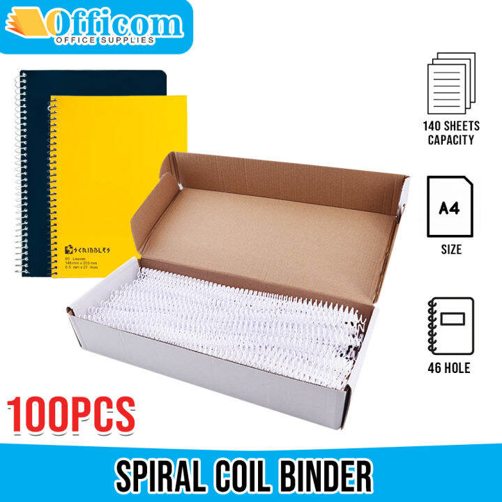 100pcs Spiral Coil Binder A4 Size PLASTIC 46 Holes 41 Pitch 60