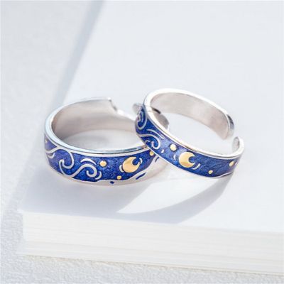 and Fashionable Van Gogh Star Korean Version Personalized Couples with Exquisite Opening