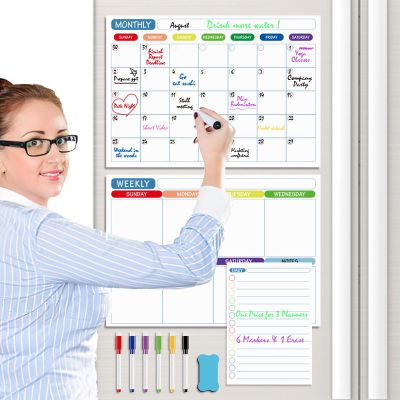 New Magnetic Whiteboard Calendar Drawing Dry Erase Daily/weekly/monthly Planner Fridge Magnet Stickers Memo Message Board Gift
