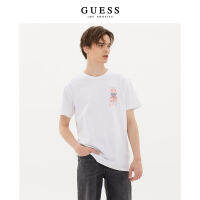 เสื้อยืดแขนสั้นสำหรับผู้ชาย GUESS สินค้าใหม่สำหรับฤดูร้อนพิมพ์ลายกราฟฟิตีตลกๆบริสุทธิ์ผ้าฝ้ายหลวมผ่อนคลาย