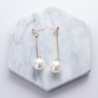 Elegant Long Pendant Pearl Chain Earrings Fashion Women Ear Studs