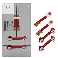 SKJK 4 ชิ้น/เซ็ต Elk เครื่องล้างจาน ซานตาคลอส เครื่องประดับครัว เตาอบไมโครเวฟ ที่จับตู้เย็น ที่ครอบมือจับประตู ผู้พิทักษ์ ตกแต่งคริสต์มาส