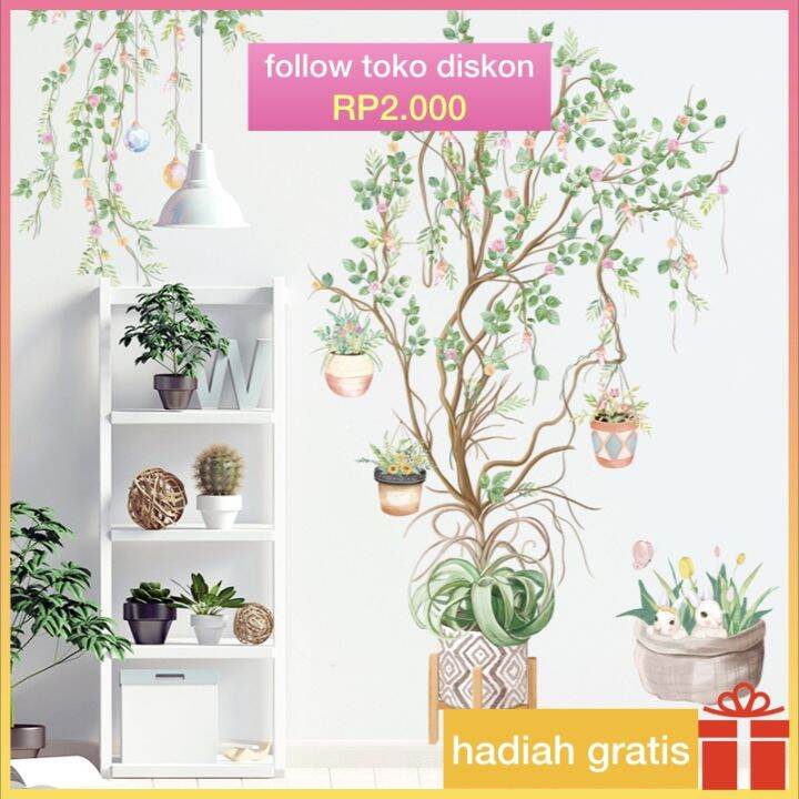 stiker dinding pvc / wall stiker dinding transparan （60cm*90cm）pohon