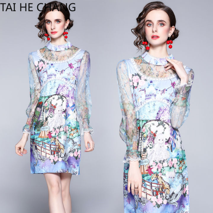 tai-he-chang-high-quality-women-dress-new-fashion-retro-spring-summer-vintage-party-print-long-sleeve-midi-lace-dresses