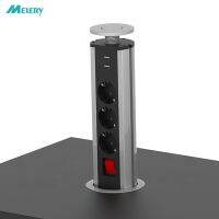 โต๊ะ Pop Up Sockets เยอรมนี Power Strip เดสก์ท็อปซ่อน EU Plug 3 Way Outlet Switch โทรศัพท์ห้องครัวสำนักงาน1.8M Extension Cord