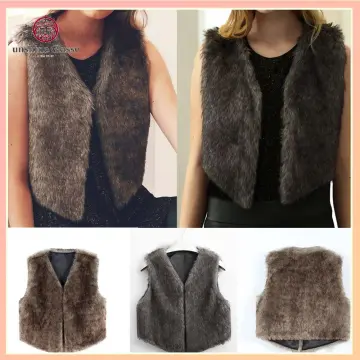 Fur vest sale plus size