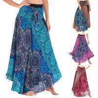 【LZ】♛✘  Moda saias roupas femininas roupas saia inferior feminina nova mulher sexy longo jupe boho flores cintura elástica faldas