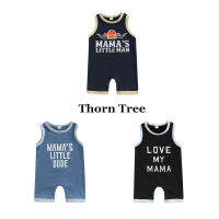 Thorn Tree เด็กทารกแขนกุด Jumpsuits คอเรือพิมพ์ตัวอักษรฤดูร้อน Streetwear Jumpsuits เสื้อผ้า 0-18M