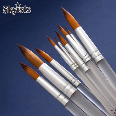 Skyists 7/10pcs Nylon Brush Flat round head DIY Watercolor Pen Art Supplies Drawing Art Pen Paint Brush Nylon Brush Painting Pen