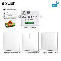 SIXWGH Smart Switches รีโมทคอนลไร้สาย Push Button Wall Panel Home Improvement Self-Powered Waterproof Light Switch Set