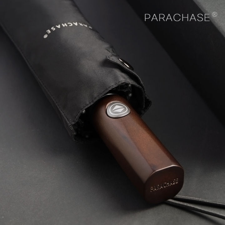 parachase-ร่มอัตโนมัติสำหรับผู้ชายฝนพับร่ม-windproof-ออกแบบที่แข็งแกร่งกลางแจ้งร่มบริษัทด้ามไม้