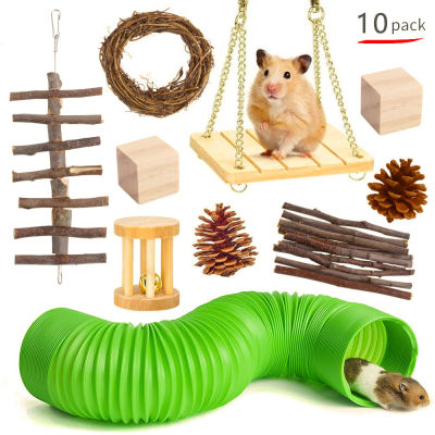 10PCS 10PCS Wooden Hamster Chew Toy Rabbit Guinea Pig Accessories Set