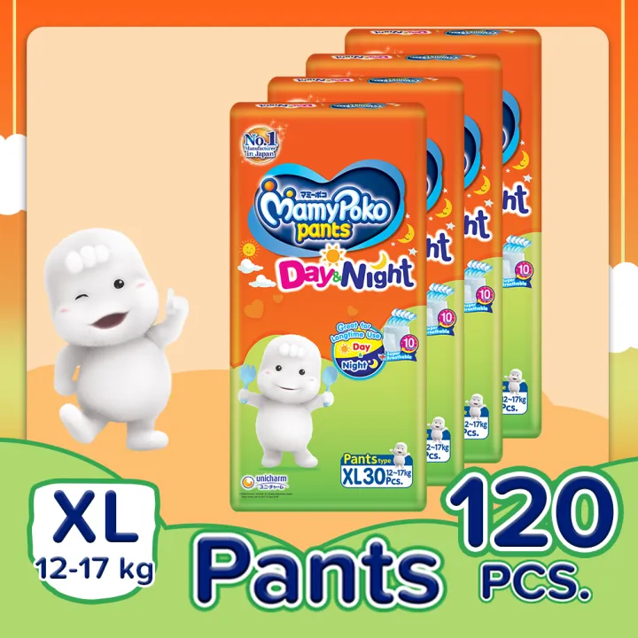 [DIAPER SALE] MamyPoko Day & Night XL (12-17 kg) - 30 pcs x 4 packs (120 pcs) -  Pants Diaper