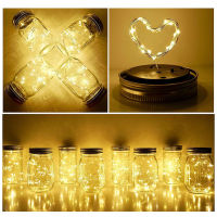 6LED Solar Mason Jar Lid Lights 1m 2m Fairy Light Copper Wire Bottle String Hanging Lamps for Wedding Patio Outdoor Home Decor