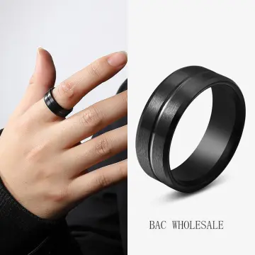 6pcs Titanium Black Ring Matte Round Finger Ring Wedding Band For Men  Women(size 7) (d-8d) | Fruugo NO