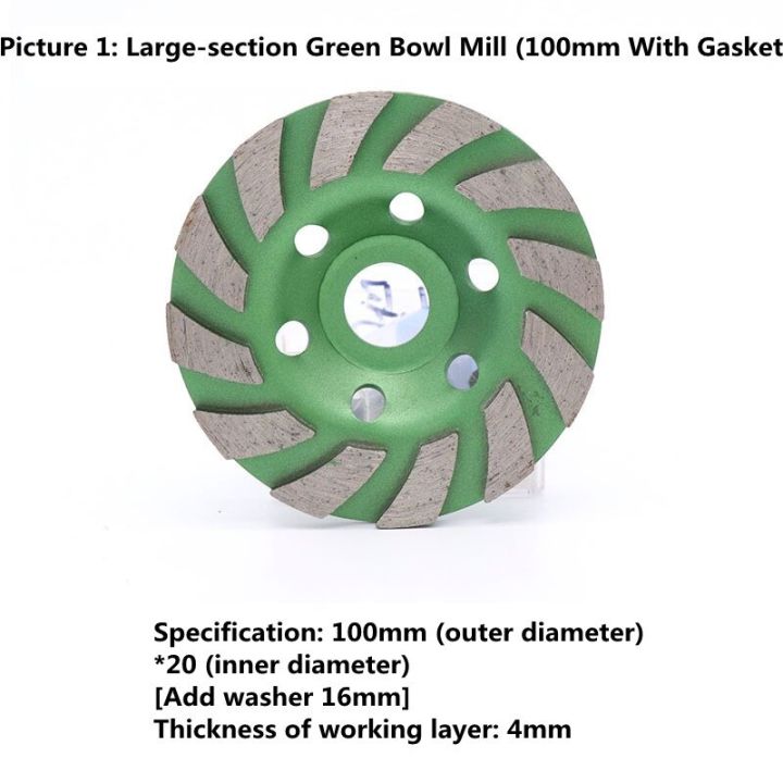 สีเขียว1Pcs 100*20มม.เพชร Segmented ชามจานเจียรจานตัดสำหรับหินแกรนิตหินอ่อนจานเจียรเครื่องสว่าน