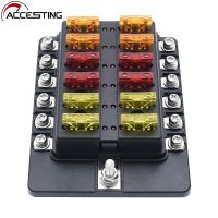 12 Way Fuse Box Blade Modified Fuse Box Holder Terminal Block With LED Warning Light For Car Boat Marine Trike Fuses Accessories