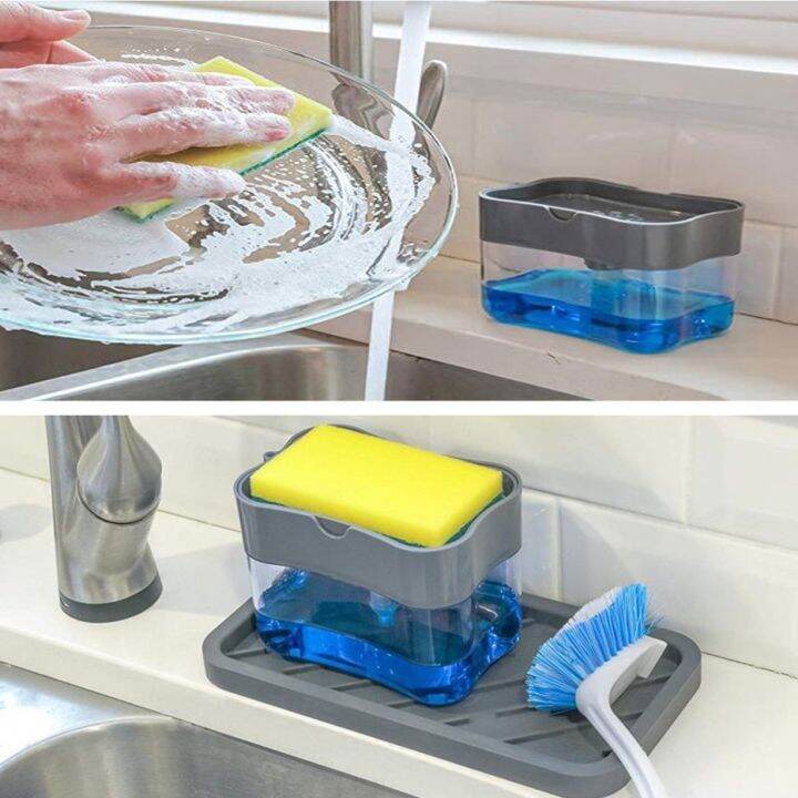 ja-leng-soap-pump-sponge-caddy-ที่วางฟองน้ำกดน้ำยาล้างจานอัจฉริยะ