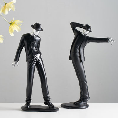 Livingmall สไตล์นอร์ดิกความคิดสร้างสรรค์หัตถกรรมสีดำ Dancer Character Figurines เรซิ่น Miniatures บ้านตกแต่งห้องนั่งเล่น Art เครื่องประดับงานฝีมือ