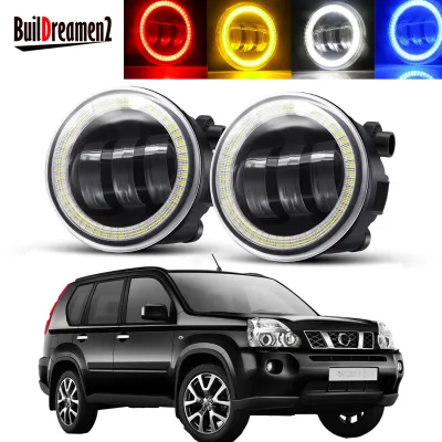 2 Pieces Angel Eye Fog Light Assembly 30W Car LED Lens Fog Daytime Running Lamp DRL 12V For Nissan X-Trail (T31) 2007-2012