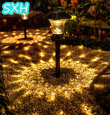 SXH พลังงานแสงอาทิตย์กลางแจ้ง Led ไฟสนามหญ้าสแตนเลสแก้วสวนภูมิทัศน์ตกแต่งโคมไฟชั้นแสงกลางแจ้ง