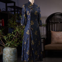 Oriental Embrodiery ชีฟองสูงแยก Aodai Cheongsam Tradition ชุดเซ็กซี่เจ็ดจุดแขนผู้หญิง Qipao