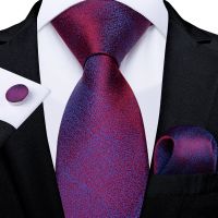 Purple Blue Solid Ties For Men 8cm Wide Business Wedding Party Mens Neck Tie Handkerchief Cufflinks Daily Wear Fahsion Cravat