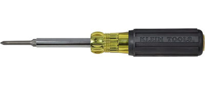 Klein Tools 32559 Multi-bit Screwdriver / Nut Driver, Extended Reach 6-in-1 Tool with Nut Driver, Phillips and Slotted Bits