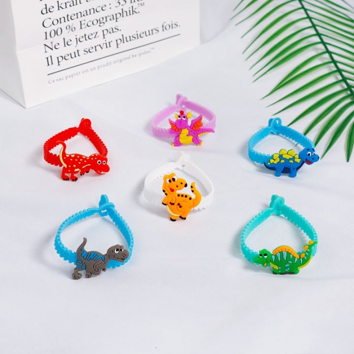 6pcs-childrens-dinosaur-bracelet-cartoon-rubber-bangle-bracelet-baby-shower-birthday-party-decorations-jungle-party-supplies