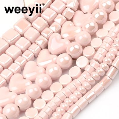 Wholesale Light Pink Series Pure Color Ceramic Beads Handmade Porcelain Beads For Jewelry Making DIY Bracelet Accessories DIY accessories and others