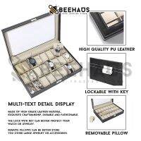 BEEHAUS Premium Quality PU Leather Watch Watch Slot Case Storage Holder 24 Slot Jam Simpanan