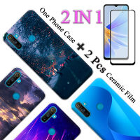 2ใน1เคส C3 Realme แบบนิ่มพิมพ์ลายพร้อมปกป้องหน้าจอเซรามิกแบบโค้งนิรภัย